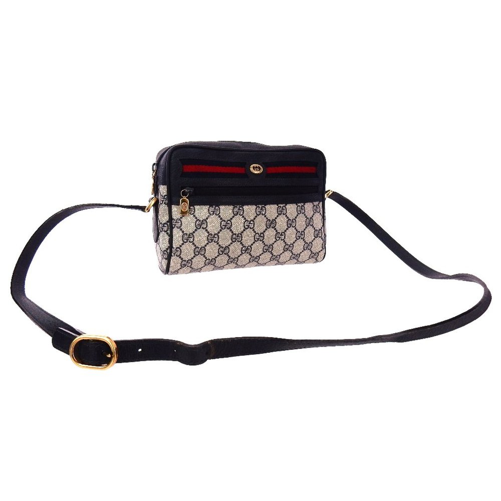 Vintage GUCCI Supreme Web GG Monogram Canvas Leather Crossbody Shoulder Bag